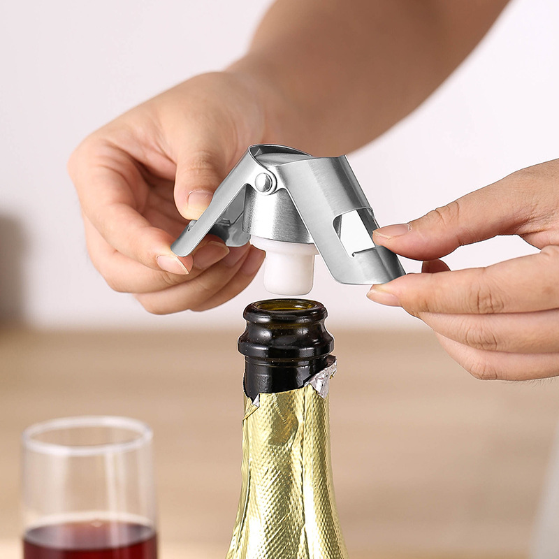 Wine Beer Bottle - 휴대용 스틸 샴페인 병 마개 반짝이는