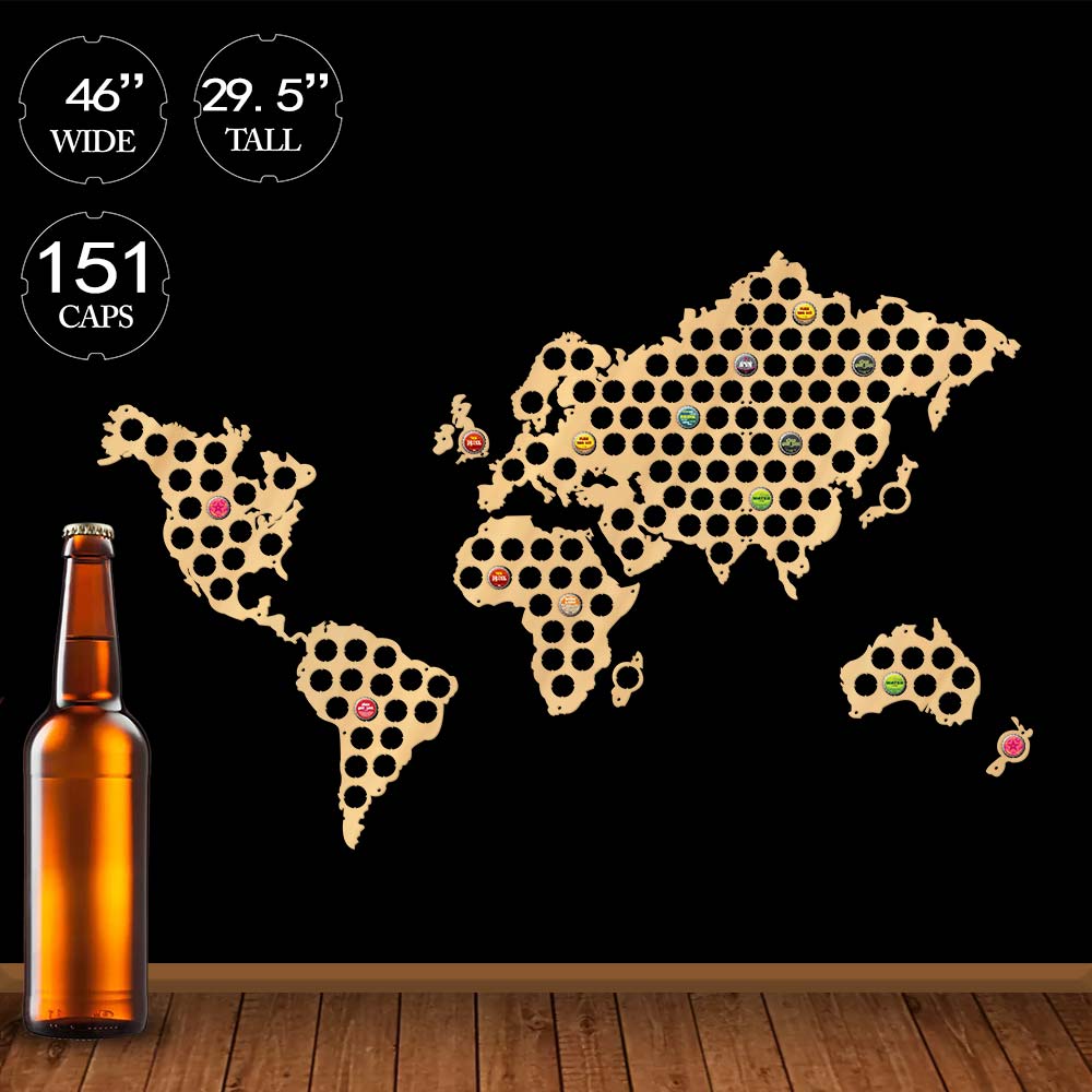 Craft Beer & Wine U- - 크리에이티브 나무 공예 세계지도 병 맥주