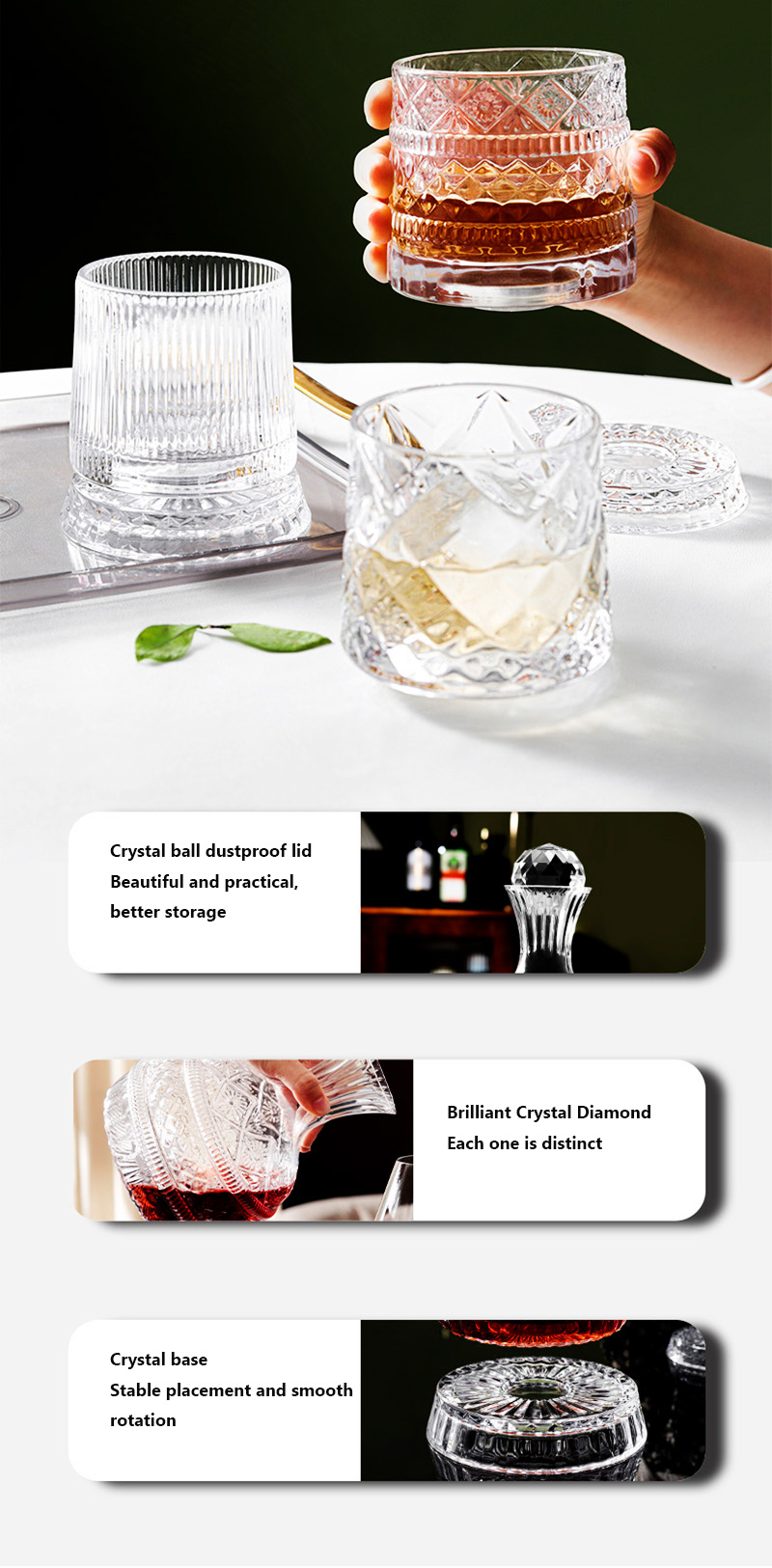DEOUNY 유럽 스타 다이아몬드 회전 와인 디캔터,  - Wine Beer Glass Set 리뷰 및 가격
