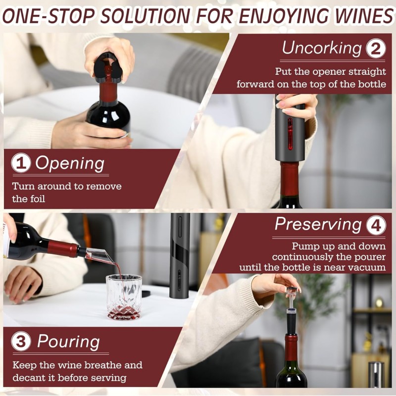 충전식 다기능 전기 자동 코르크 따개 와인 오프너 세트 - Wine Beer Bottle 리뷰 및 가격